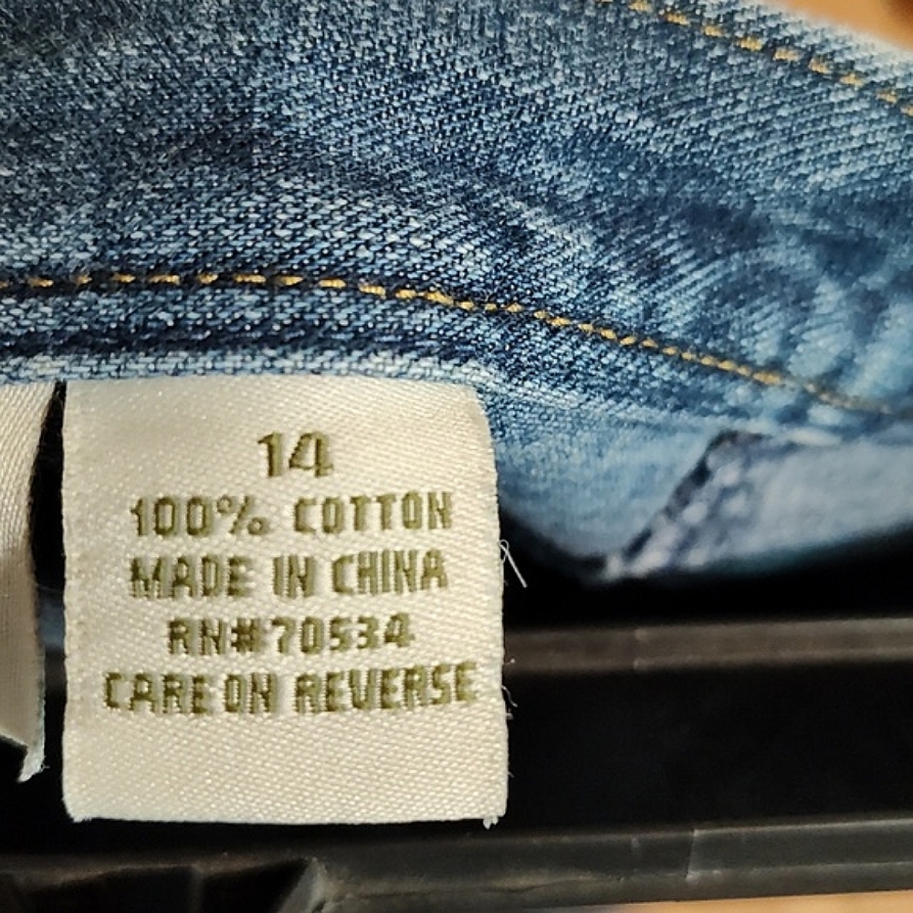 90s Vintage Orvis Denim Skirt Button Front Flared Hem Belt Loops 100% Cotton 14 - Picture 10 of 10